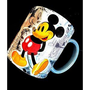 Original Disney Micky Mouse Large Chunky Blue Mug Cup C Handle New Authentic